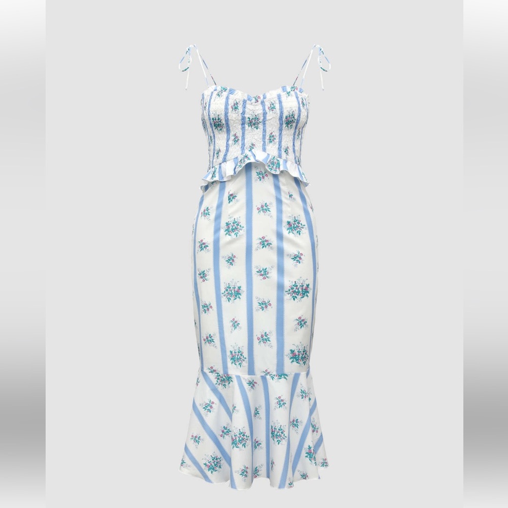 Floral Striped Midi Dress